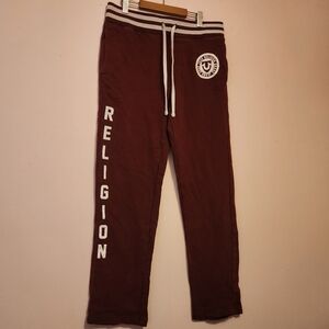 True Religion Logo Basic Sweatpants Burgundy Size M